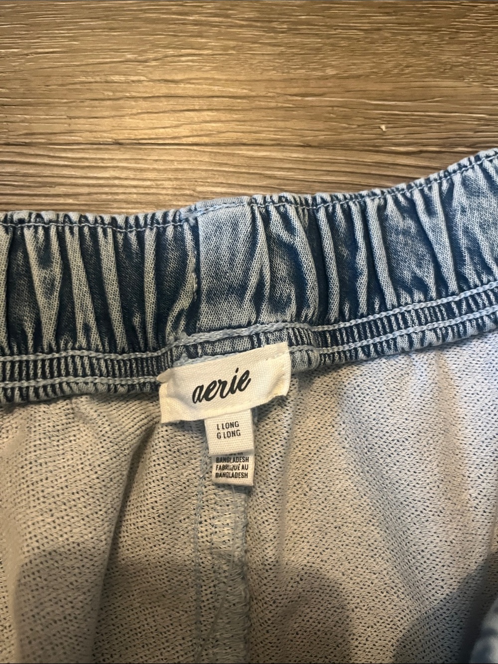 aerie Light Wash Wide Leg Drawstring Pants - Picture 2 of 4